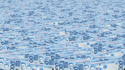 Background of 1000 Philippine peso banknotes - obrazy, fototapety, plakaty