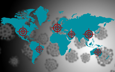 Obraz premium Map of the Earth spread of influenza in the world