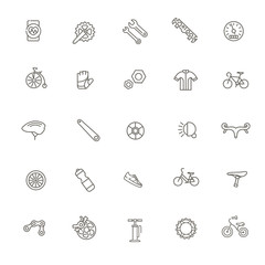 Bike tools and equipment part and accessories vector icon set