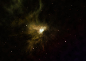 Being shone nebula and star field. 3D rendering