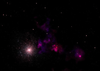 Star field in space and a nebulae. 3D rendering