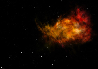 Being shone nebula and star field. 3D rendering