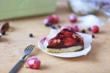 cake with strawberry jam