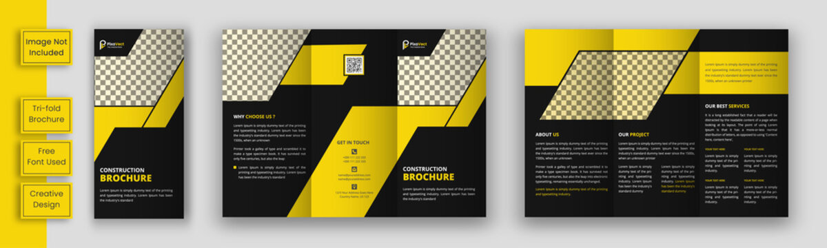 Construction  trifold brochure template design, Construction  business trifold brochure template, Real estate brochure