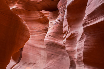 Red rock formations in slot canyon Lower Antelope Canyon at Page, USA