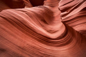 Red rock formations in slot canyon Lower Antelope Canyon at Page, USA