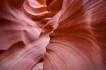 Red rock formations in slot canyon Lower Antelope Canyon at Page, USA