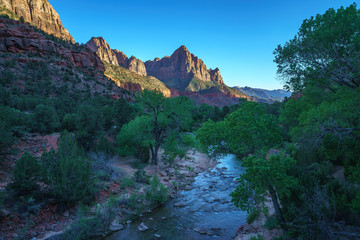 the watchman from parus trail in zion national park, usa
