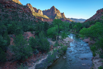 the watchman from parus trail in zion national park, usa