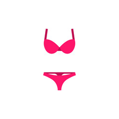 Bra and panties icon. Pink woman lingerie. Vector Illustration. Flat design. Isolated.