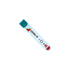 Test tube with blood sample for COVID-19, Coronavirus test. Positive test result Coronavirus Covid-19. Vector. Vector illustration. Flat design.