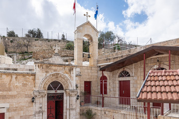 The inside of the Greek Akeldama Monastery in the old city of Jerusalem in Israel