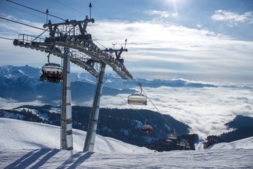 ski lift in mountains
