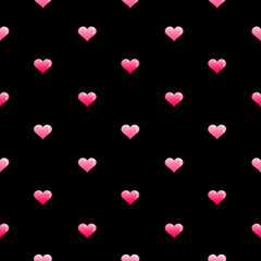 ハート　シームレスパターン　ピンクと黒