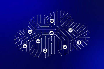 Cloud technology icon for global business concept abstract background for illustrator