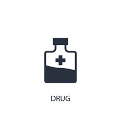 Drug in bottle icon. Simple medicine element illustration.