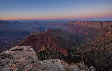 Red canyons of Grand Canyon during sunset, USA