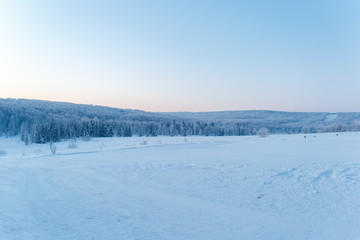 Fototapeta na wymiar winter landscape with lake and snow