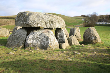 Neolithic graveyard Poskær Stenhus in Mols Bjerge National Park, Jutland, Denmark