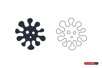 Virus Icon Fill and Outline isolated on white background. Flat Vector Icon Design Template Element.