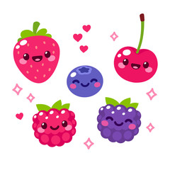 Cute cartoon berries set © sudowoodo