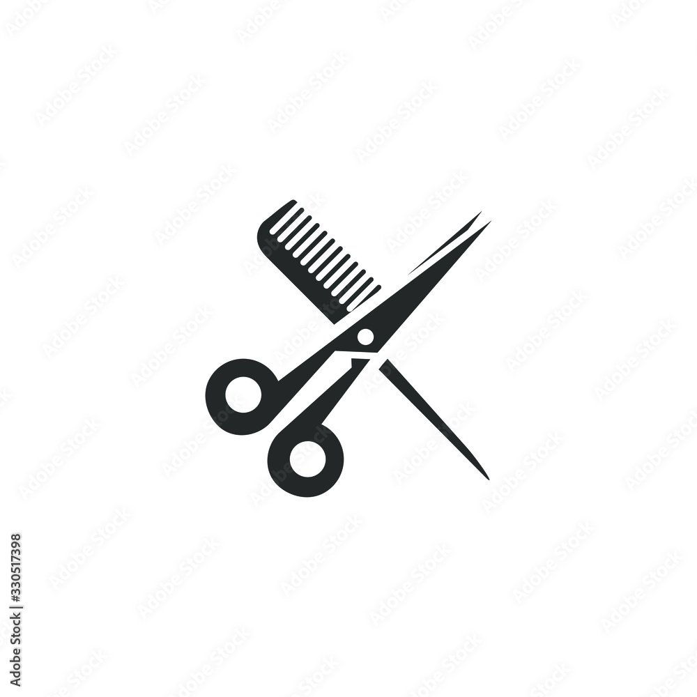 Poster Comb and scissors icon template color editable. Comb and scissors symbol vector sign isolated on white background illustration for graphic and web design.