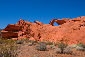 Fototapeta premium Red rock formation Arch Rock in Valley of Fire, USA