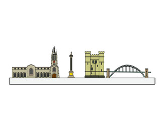 Obraz premium vector skyline of newcastle city north of england