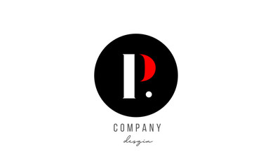 P letter alphabet icon logo design in white red with circle for business and company