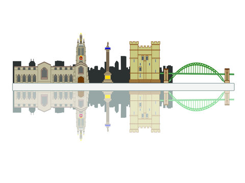 vector skyline of newcastle city north of england