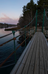 Fototapeta premium Sunrise in York Harbor from Wiggly Bridge - York, Maine.