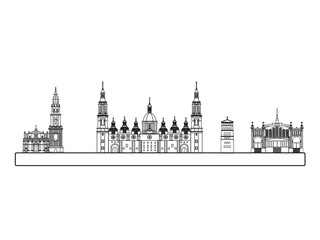 Zaragoza city skyline in Spain