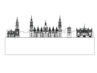 Fototapeta premium Zaragoza city skyline in Spain