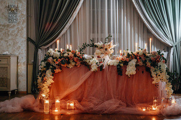 festive interior with pastel wedding decorations