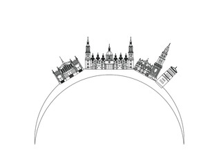 Zaragoza city skyline in Spain