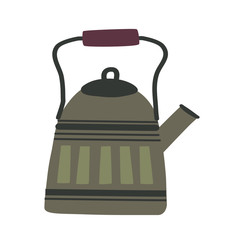 Kettle. Tea. Kettle with a closed and open lid, evaporation of water from a spout, boil water isolated on a white background vector illustration