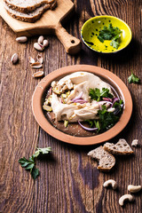 Healthy vegan snack hummus dip