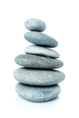 Stacked harmony stones in zen balance. pile of stones isolated on white background