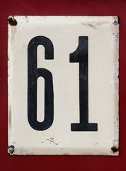 isolated house number plate 6 1