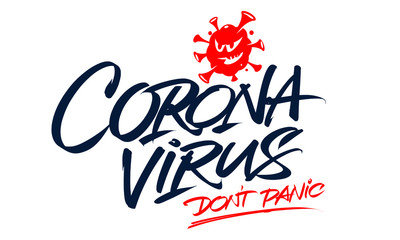 Corona Virus lettering design for  for t-shirt, mug, poster, flyer. Vector hand drawn inscription.  Apparel Print. 
