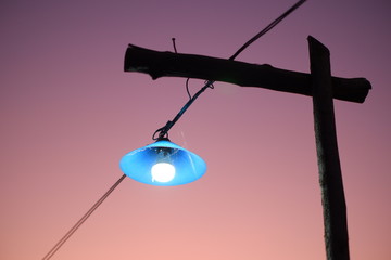 lamppost in rural feel sunset