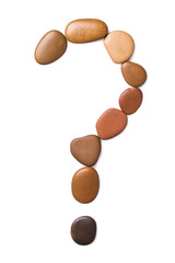 Question mark made of marine small pebbles