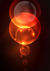 Glowing neon shiny transparent bubbles, glass circles or bio cell concept. Techno futuristic vector abstract background For Wallpaper, Banner, Background, Card, Book Illustration, landing page