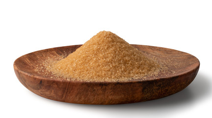 Raw Brown Cane Sugar Isolated on White Background