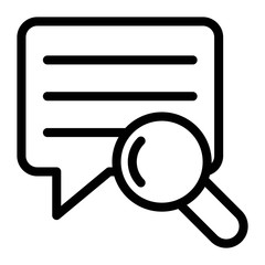 Search chat, message history icon. Speech bubble with magnifier icon.