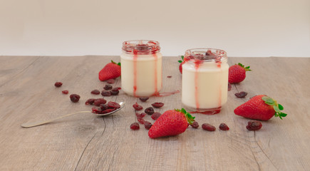 strawberry and cream yogurt fruit breakfast