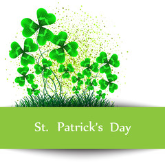 Saint Patrick's Day green vector border with clover shamrock leaves. Irish festival celebration greeting card design background.