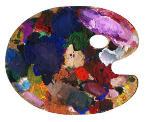 Abstract color spot blotch paint. The palette of the artist. For background