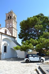 Fototapeta na wymiar Tower of the Church of the Holy cross. Lefkara. Cyprus.