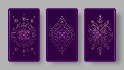 Tarot cards back set with mystical symbols